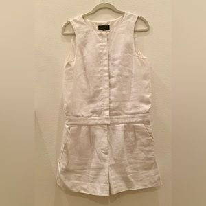 Lined white linen romper by J. Crew